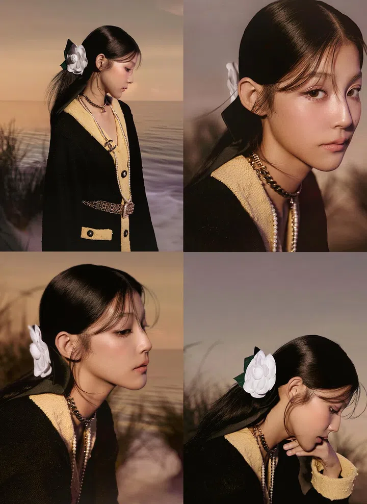 Chanel cardigan $7,970, belt $6,120, barrette $2,130, choker $2,220, necklace $3,450