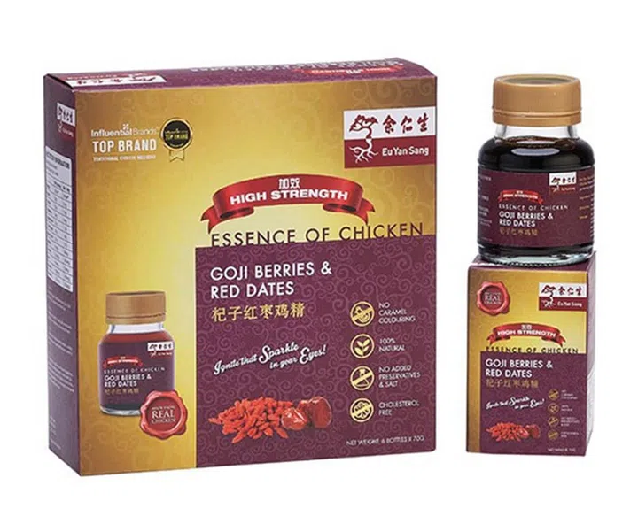 采用100%的纯正鸡精，含有滋补养颜的枸杞子和红枣，不含添加食物调味料、盐和焦糖，适合不同年龄的人饮用，除了含有极高的营养价值，还能够为疲累的你提提神。