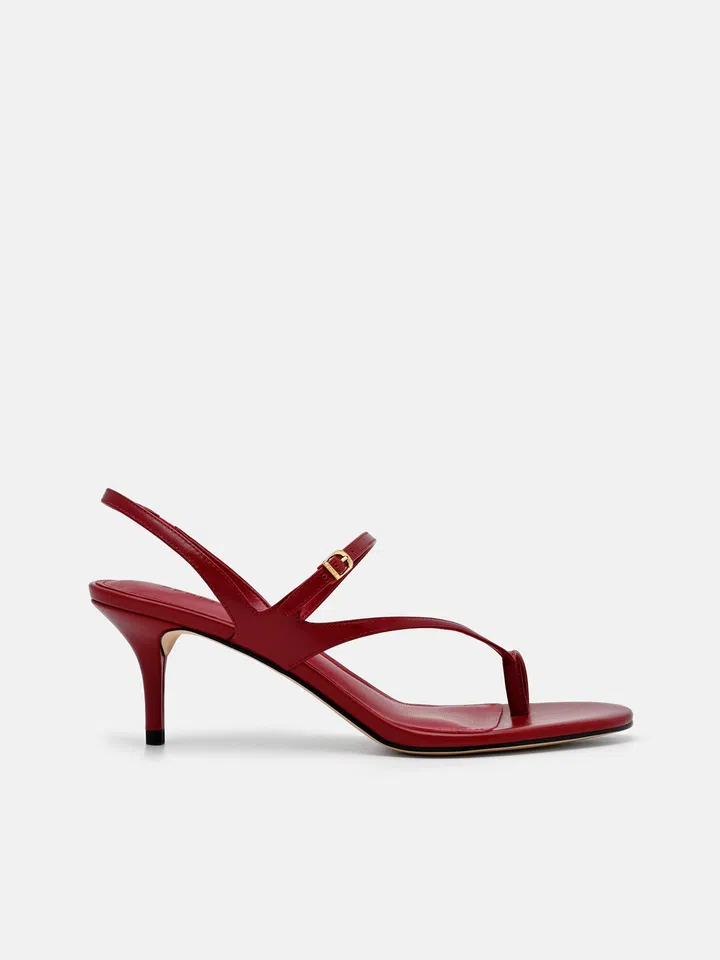 Pedro Oblique Leather Heel Sandals