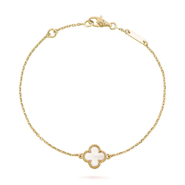 Van Cleef & Arpels, Alhambra, Sweet Alhambra yellow gold bracelet with mother-of-pearl