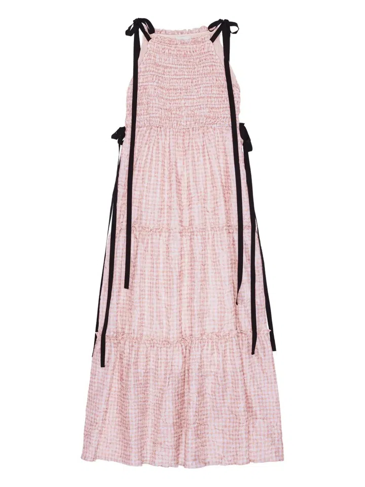 Ganni smocked tiered dress