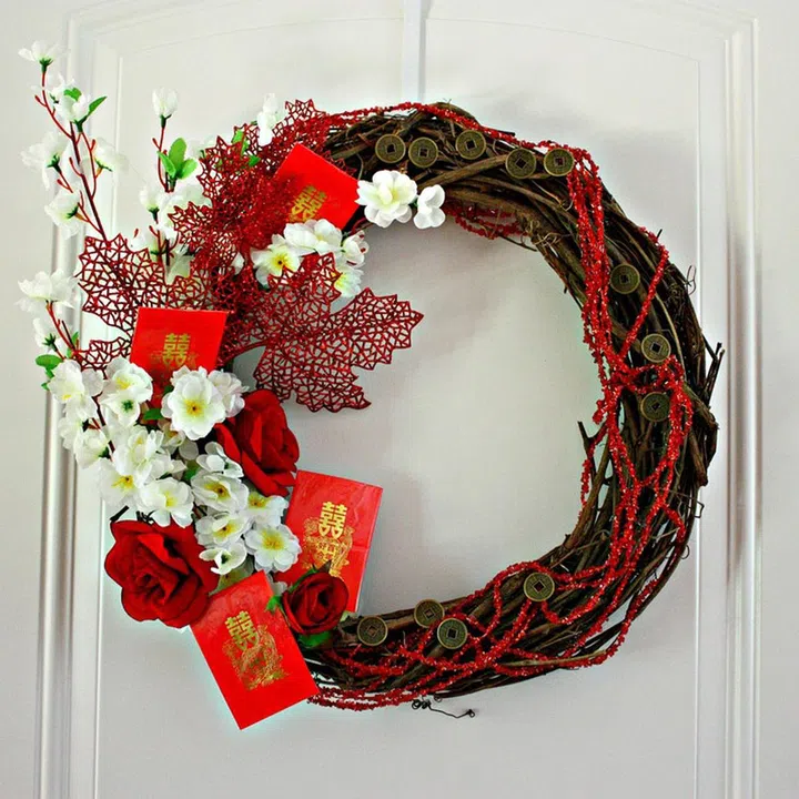 圣诞节花环非常普遍，但是农历新年花环，你看过吗？