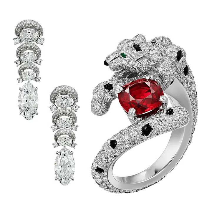 Earrings - platinum, two D IF oval-shaped diamonds totaling 7.54 carats, four D IF oval-shaped diamonds totaling 2.17 carats, oval-shaped diamonds, brilliant-cut diamonds.