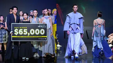 Capturing the excitement at BAZAAR NewGen final show with young designer Su Hui winning the champion