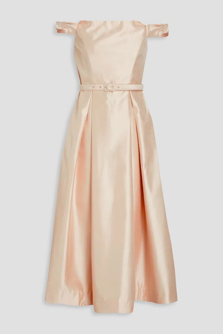 Nicholas Off-the-shoulder taffeta midi dress