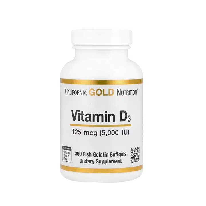 CALIFORNIA GOLD NUTRITION Vitamin D3, 125 mcg (5,000 IU), 360 Fish Gelatin Softgels维生素 D3