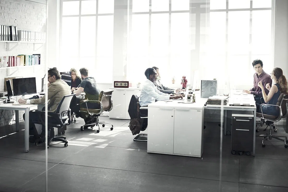 Business Team Busy Talking Workplace Concept