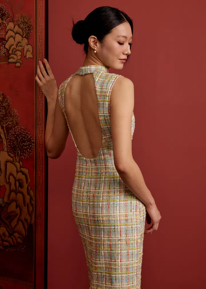 GOOD+ADDITION Padded Oval Open Back Cheongsam $180