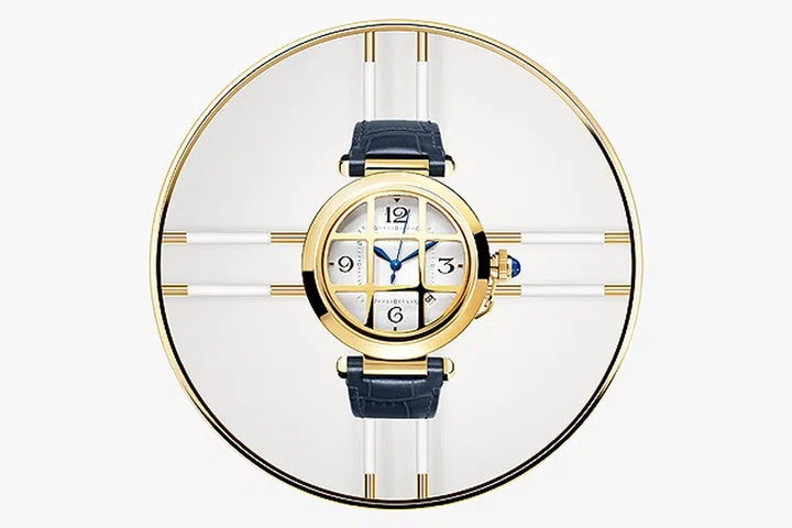 CARTIER Pasha de Cartier Grille搭载自动上链机械机芯、41mm黄金表壳、黄金可拆卸格栅、可替换鳄鱼皮表带腕表 $26,800