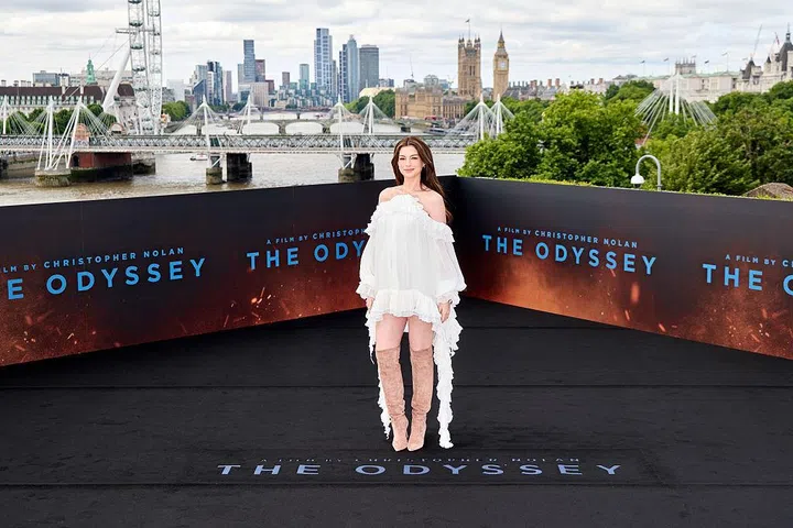 LONDON, ENGLAND - JULY 05: Anne Hathaway on July 05, 2026 in London, England. (Photo by Tim P. Whitby/Getty Images for Universal Pictures)
