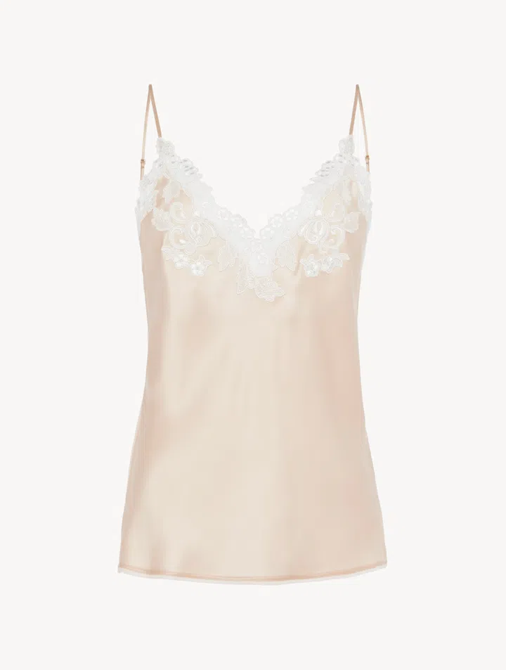 La Perla Halo silk satin camisole with frastaglio