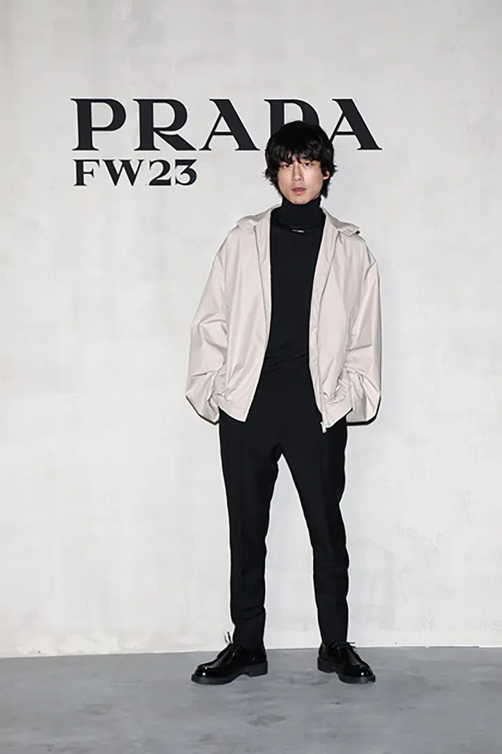 MILAN, ITALY - JANUARY 15: Kentaro Sakaguchi attends Prada Fall/Winter 2023/2024 Menswear Fashion Show on January 15, 2023 in Milan, Italy. (Photo by Vittorio Zunino Celotto/Getty Images for Prada)