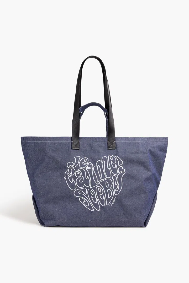 See by Chloe Je T’aime embroidered denim tote提袋