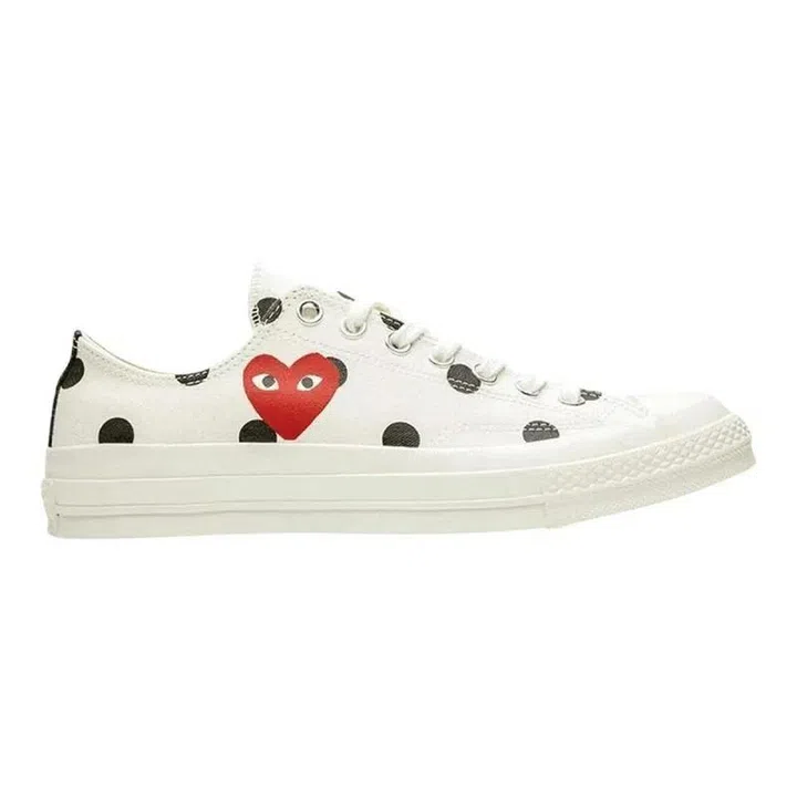 COMME des GARCONS Play Converse Polka Dot Red Heart Low Top $220