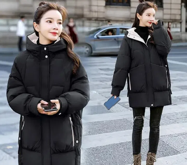 Slim-Fit Cotton-Padded Jacket Women's Mid-Length Thickened Down Jacket外套 $19.80（售于Lazada）