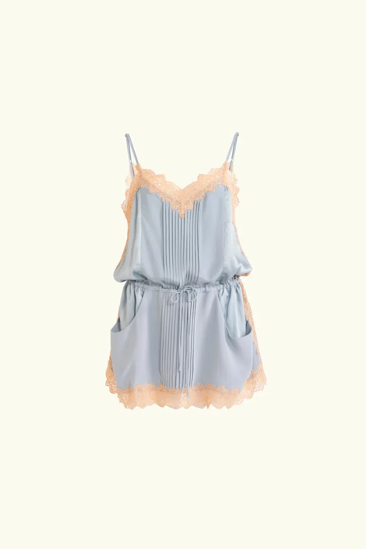 FLANNEL Brodie Silk & Lace Mini Cami Dress 