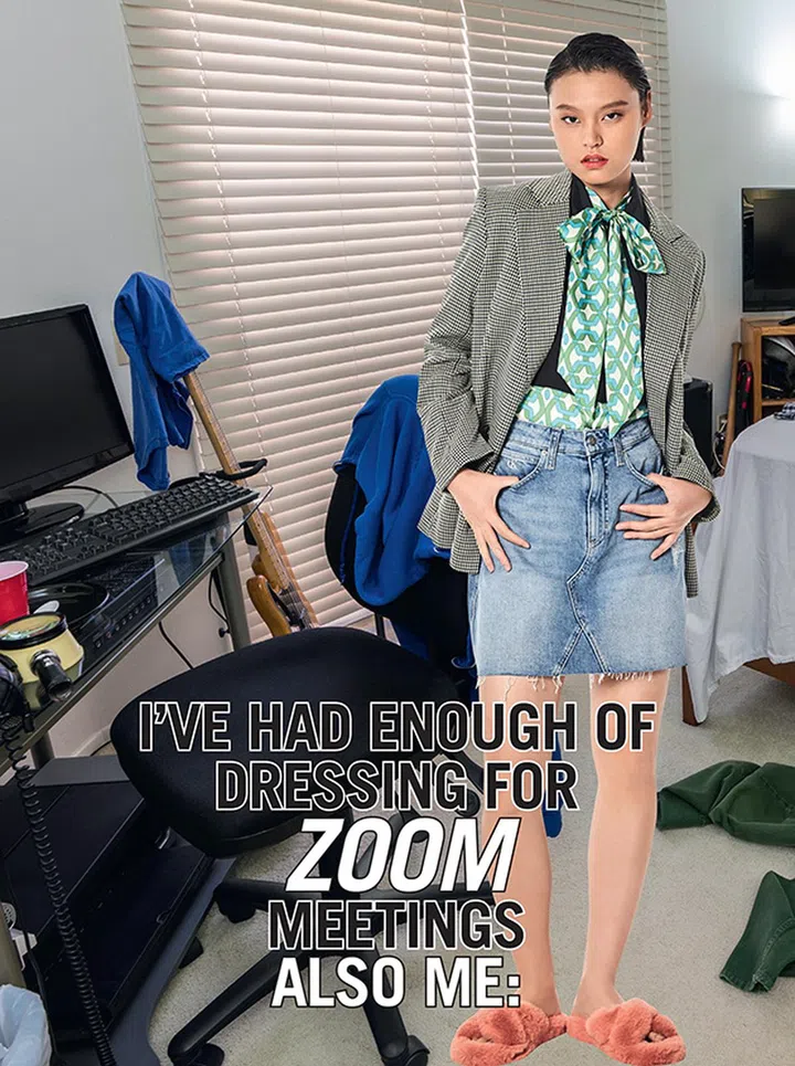 Mini skirt fashion tips zoom call look