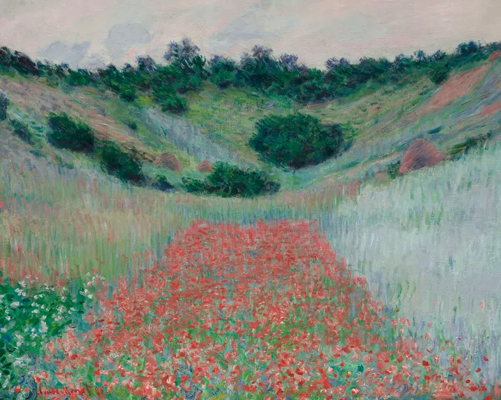 Claude Monet的1885年作品《Poppy Field in a Hollow near Giverny》 