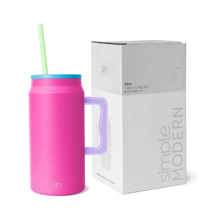 Simple Modern Mug Tumbler with Handle and Straw Lid