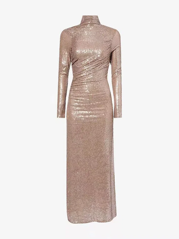 Needle And Thread Malia Turtleneck Sequin Mesh Gown $785年末派对穿搭指南: 从圣诞到跨年都惊艳全场,派对穿搭推荐，连身裙推荐，派对闪亮连身裙