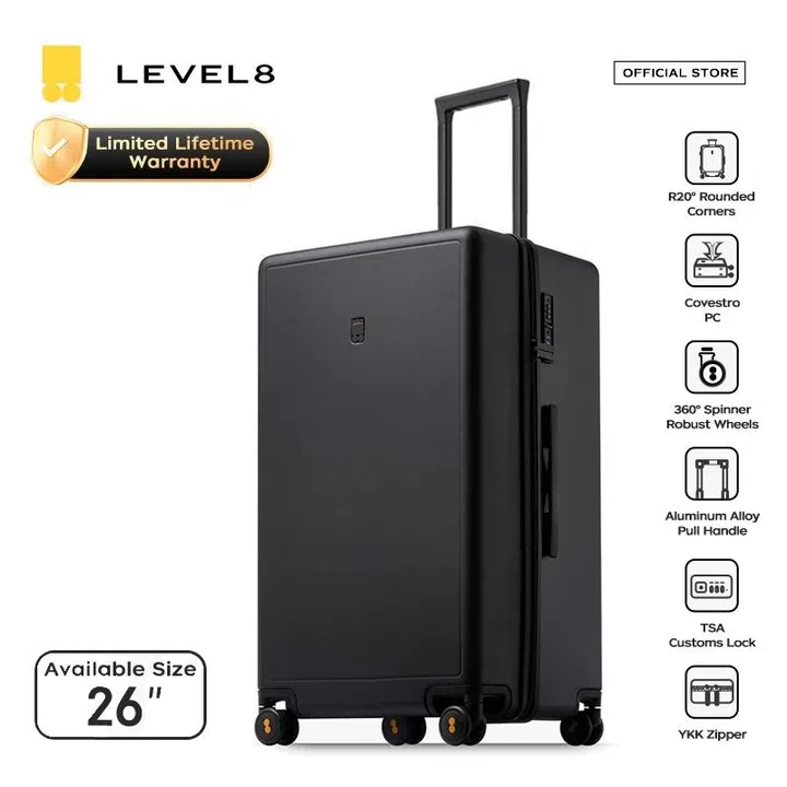 LEVEL8 Luminous Textured Trolley Luggage Case 26” $351.12