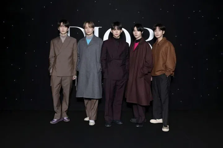 PARIS, FRANCE - JANUARY 19: Tomorrow X Together attend the Dior Homme Menswear Fall/Winter 2024-2025 show as part of Paris Fashion Week on January 19, 2024 in Paris, France. (Photo by Pascal Le Segretain/Getty Images for Dior Homme)