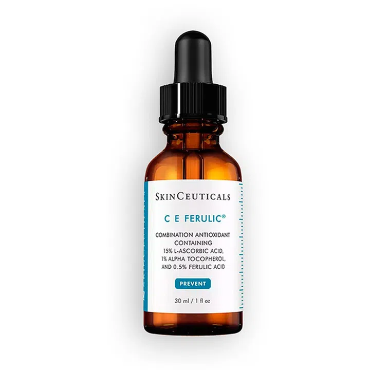 含三重抗氧化活性成分：15%的纯维他命C（L-ascorbic acid）、1%的Alpha Tocopherol及0.5%的Ferulic Acid，可维持72小时的效能来中和自由基，保护肌肤免受氧化威胁。虽然没有一般精华讨好的香气，价格也相对高，但它对于抗衰老、抗细纹、提亮肤色的作用，效果相当显著