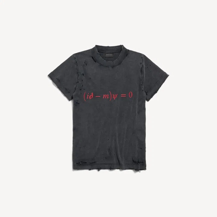 Balenciaga Women’s Dirac Equation Fitted T-shirt in Washed Black/Red 