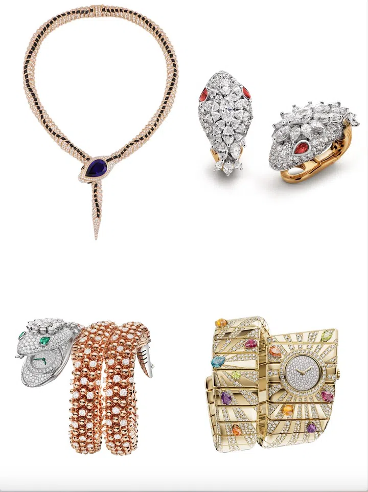 Bvlgari Serpenti高级珠宝项链及耳坠，Serpenti神秘腕表及Tubogas腕表