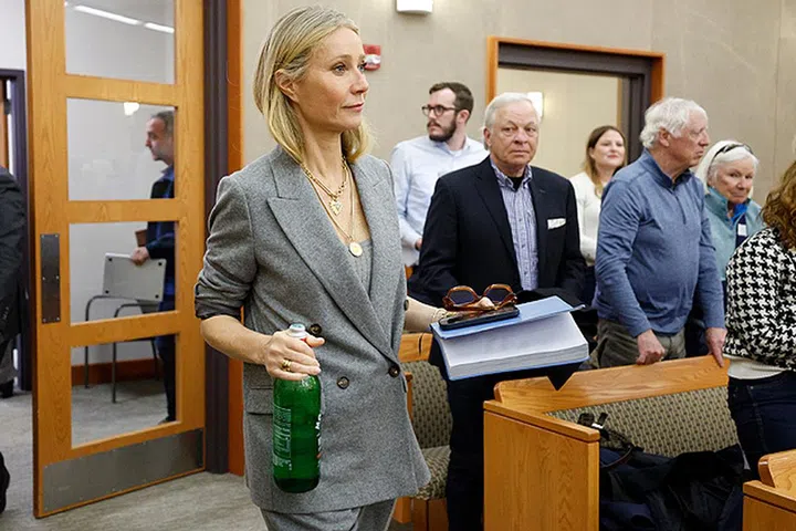 PARK CITY, UT - MARCH 23: Actress Gwyneth Paltrow enters the courtroom after a lunch break on March 23, 2023, in Park City, Utah. Terry Sanderson is suing actress Gwyneth Paltrow for $300,000, claiming she recklessly crashed into him while the two were skiing on a beginner run at Deer Valley Resort in Park City, Utah in 2016.  (Photo by Jeff Swinger-Pool/Getty Images)