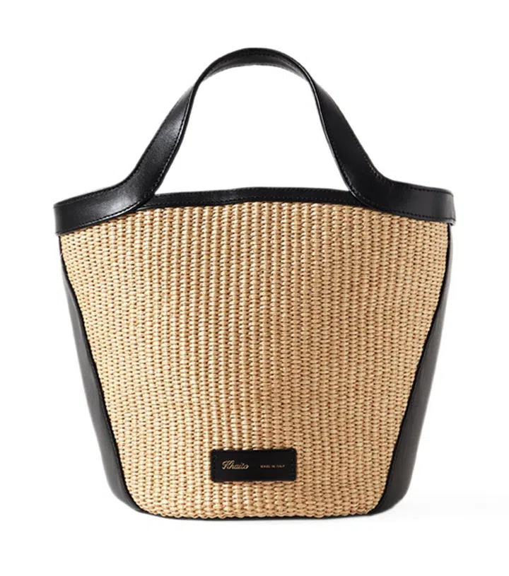 NORA Tote bag small in raffia and leather