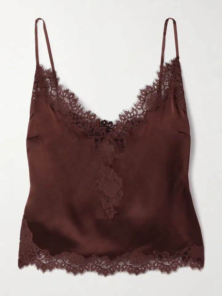 DÔEN Kira corded lace-trimmed silk-satin camisole
