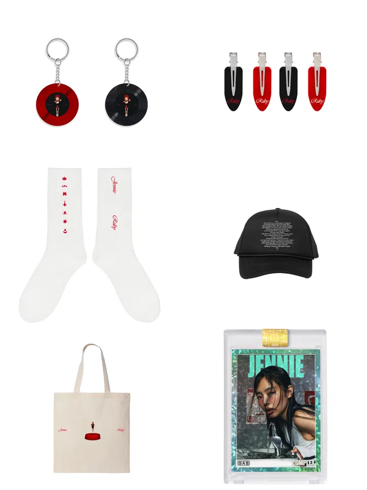 Rubify by JENNIE快闪店新加坡｜时间地点＋独家周边 | keychain hair clips socks hat tote trading card