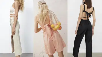 linen backless top dress 亚麻露背装