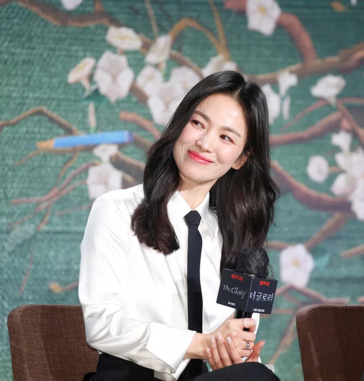 Song Hye-Kyo, Dec 20, 2022 : Actress Song Hye-Kyo attends a press conference for Netflix series "The Glory" in Seoul, South Korea. "The Glory" is a grim revenge drama involving bullying at school and it is set to stream on Netflix on Dec 30. (Photo by Lee Jae-Won/AFLO) (SOUTH KOREA)