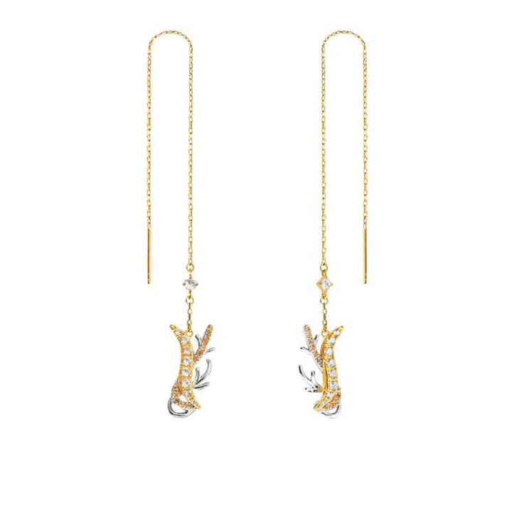 RISIS Aqua Enchanté threader earrings in gold and rhodium with topaz and quartz $290 (adjustable threader chain)