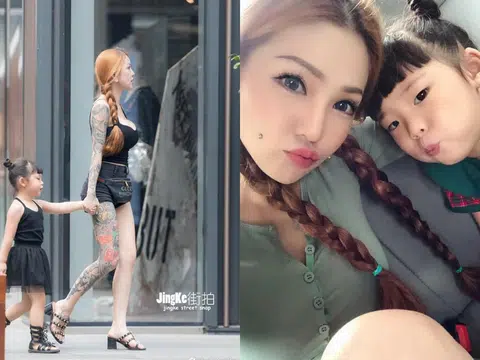 Kinki Ryusaki经常在社交媒体上晒女儿。左图是走在大街上被人抓拍的。（Jingke街拍/Kinki Ryusaki面簿）