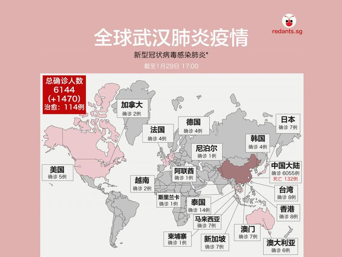 全球确诊总数已经突破6000例。（陈姿潓制图）