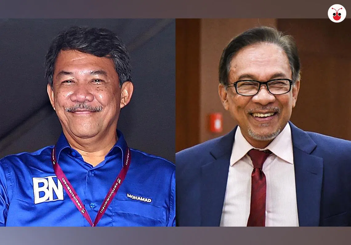 巫统代主席的莫哈末哈山和公正党主席兼首相接班人安华将在晏斗补选角力。（曾庆祥制图）