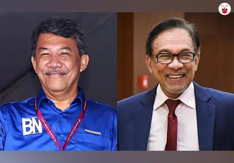 巫统代主席的莫哈末哈山和公正党主席兼首相接班人安华将在晏斗补选角力。（曾庆祥制图）