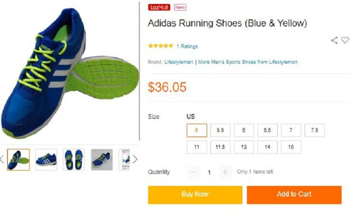 跑步鞋。（网站截图）