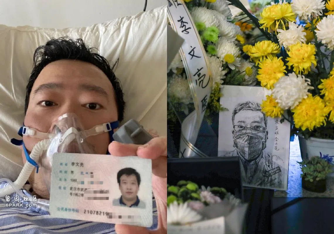 被誉为新冠病毒疫情“吹哨者”的李文亮医生因感染新冠病毒不幸辞世。（李国豪制图）