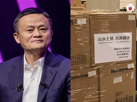 近日，马云设立的“马云公益基金会”分别向韩国和伊朗捐赠100万个口罩。装载口罩的箱子上写着“山水之邻，风雨相济”。（红蚂蚁制图）