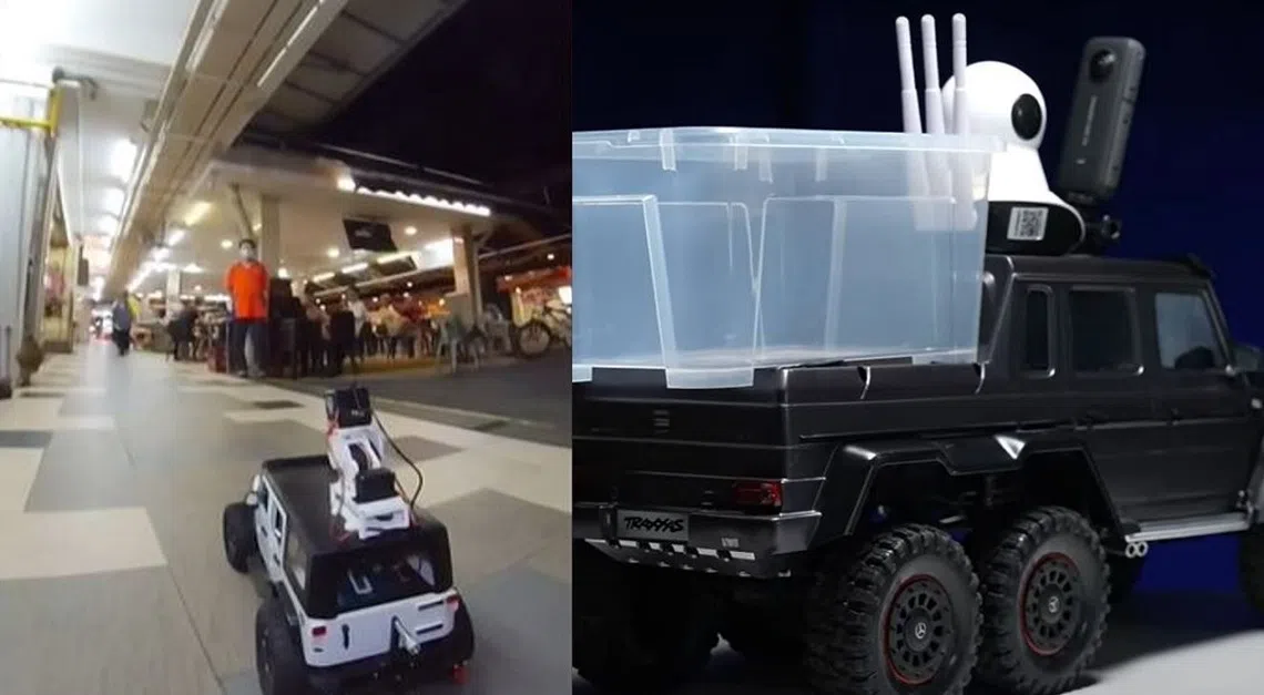 宅在家就能派小助手出门“代购”，这些遥控车相当契合防疫时代的精神。（视频截图）