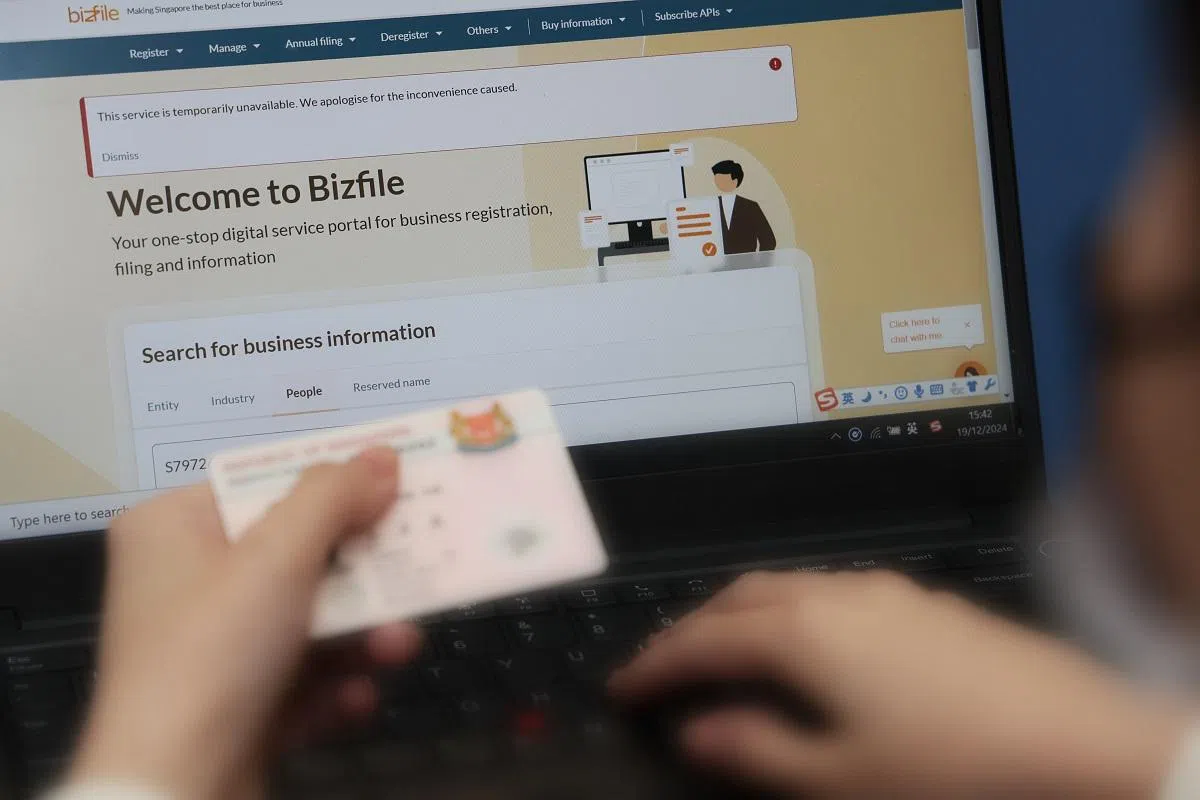 Bizfile网站自12月13日起暂停个人查询功能，之后将恢复功能但不会再显示身份证号码。（联合早报）