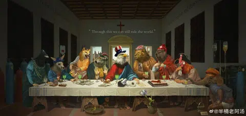 近日一幅题为《最后的G7》的讽刺画作在中国互联网上爆红。（半桶老阿汤）