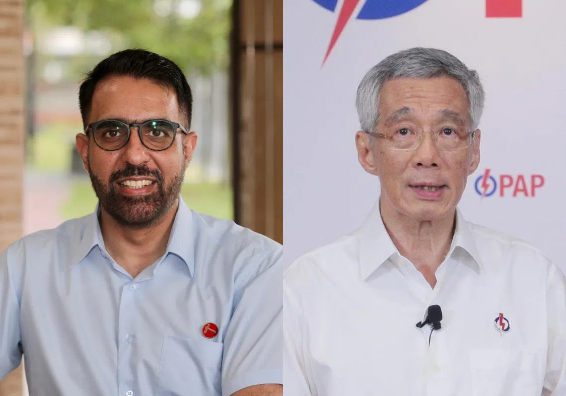 工人党针对昨日李总理（右）在“浮尔顿群众大会”的发言作出回应。左为毕丹星。（李国豪制图）