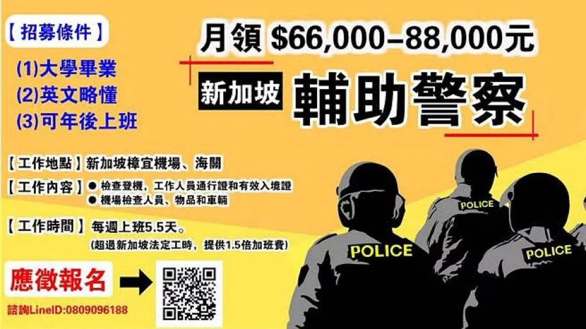 面向台湾大学毕业生的辅警招聘广告被指有误导之嫌。（中国时报）
