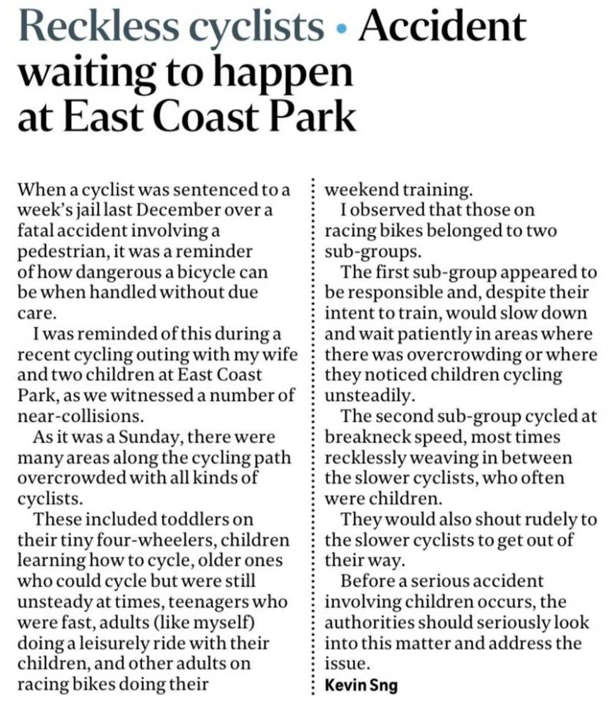  《海峡时报》2月24日读者来函。（海峡时报） 