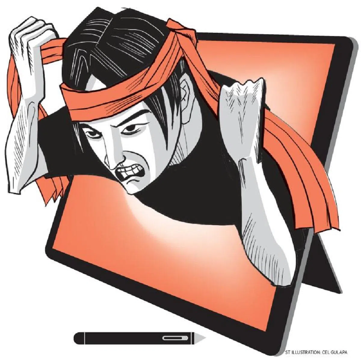 示意图：在网上接触极右翼极端主义宣传材料后自我激进化。（海峡时报制图）